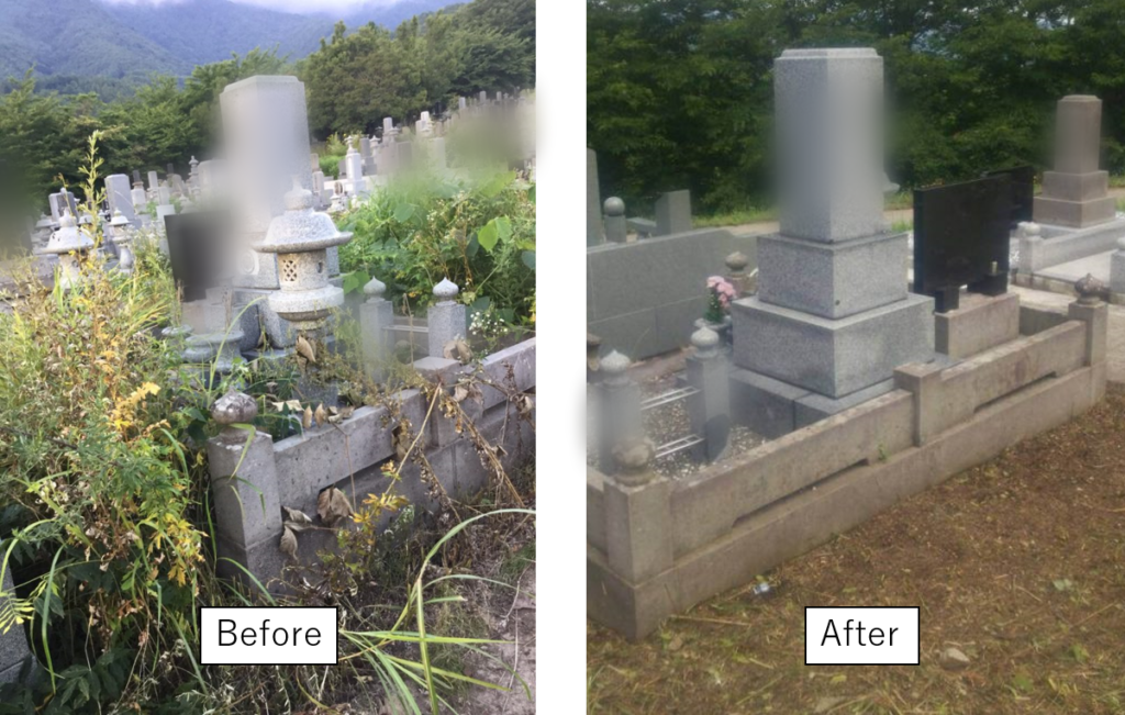 長野県でお墓の草刈り、お掃除なども代行しております！